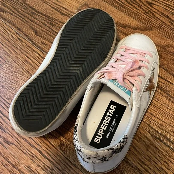 Golden Goose White Sneakers with Pink Laces